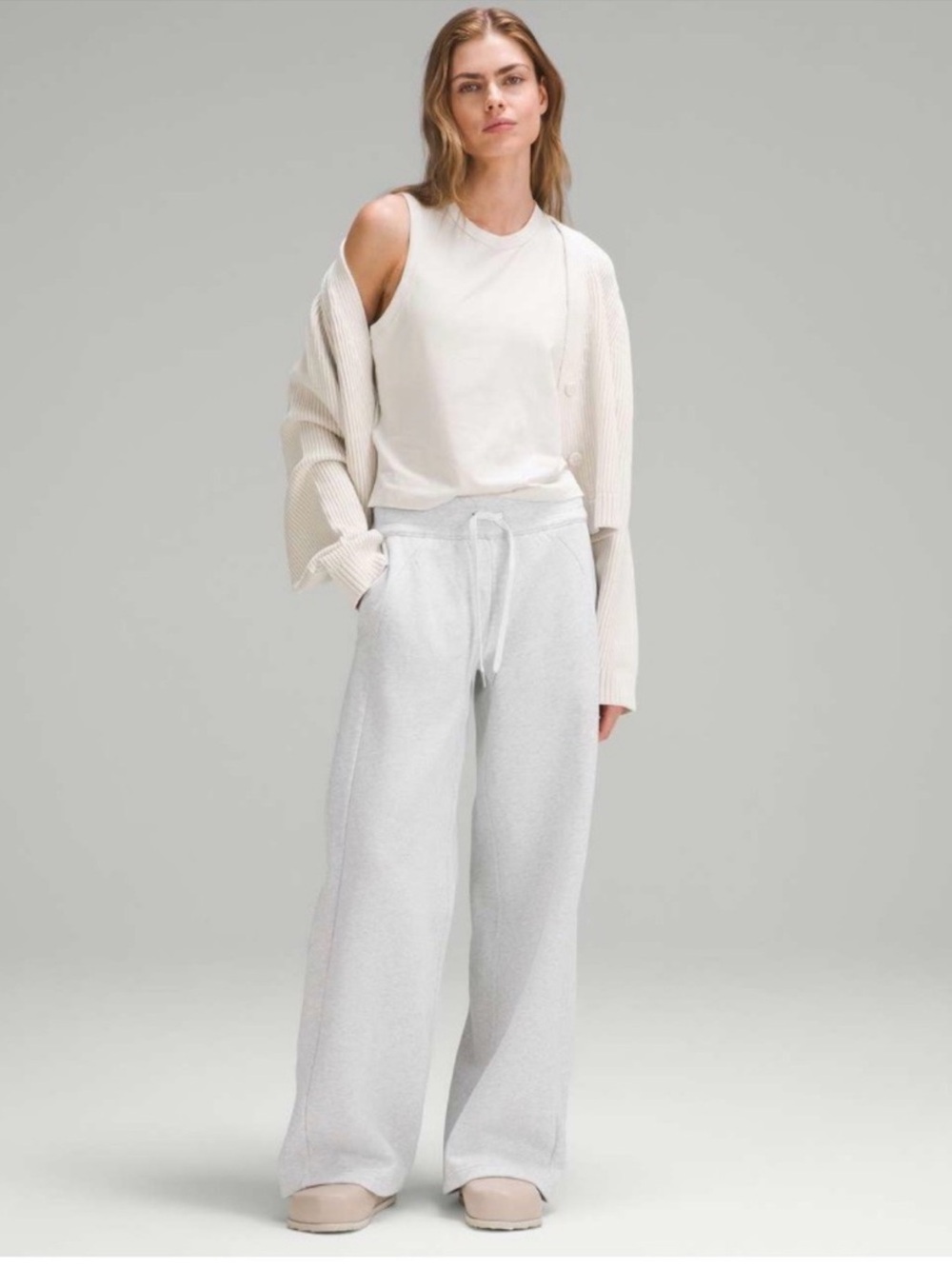 Lululemon Scuba Mid-Rise Wide-Leg Pant Heathered Core Ultra Lt Grey | L